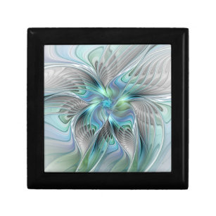 Abstract Blue Green Butterfly Fantasy Fractal Art Gift Box