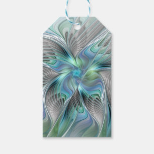Abstract Blue Green Butterfly Fantasy Fractal Art Gift Tags