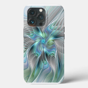 Abstract Blue Green Butterfly Fantasy Fractal Art iPhone 13 Pro Case