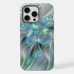 Abstract Blue Green Butterfly Fantasy Fractal Art iPhone 15 Pro Max Case