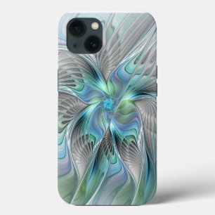 Abstract Blue Green Butterfly Fantasy Fractal Art iPhone 13 Case