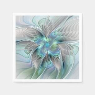 Abstract Blue Green Butterfly Fantasy Fractal Art Napkin