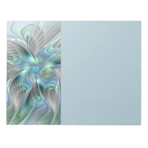 Abstract Blue Green Butterfly Fantasy Fractal Art Notepad