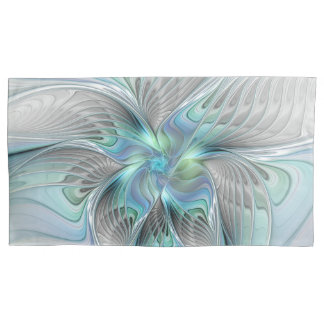 Abstract Blue Green Butterfly Fantasy Fractal Art Pillowcase