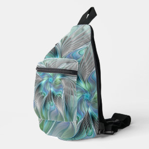 Abstract Blue Green Butterfly Fantasy Fractal Art Sling Bag