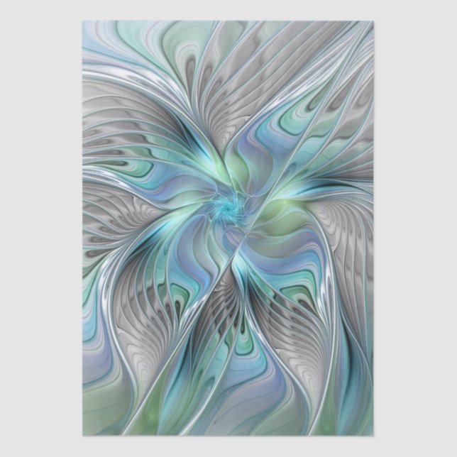 Abstract Blue Green Butterfly Fantasy Fractal Art Tissue Paper (Front)
