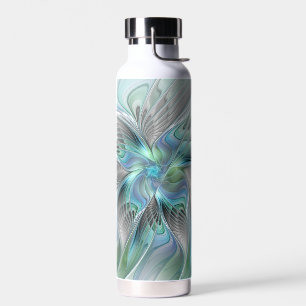 Abstract Blue Green Butterfly Fantasy Fractal Art Water Bottle