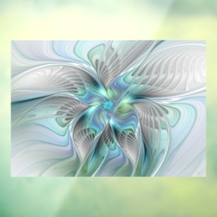 Abstract Blue Green Butterfly Fantasy Fractal Art Window Cling