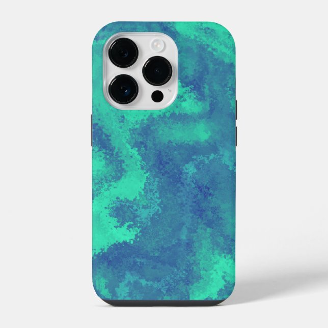 Abstract Blue Green Diffusion iPhone Case (Back)