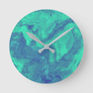 Abstract Blue Green Diffusion Round Clock