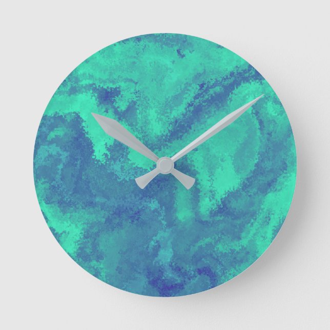 Abstract Blue Green Diffusion Round Clock (Front)