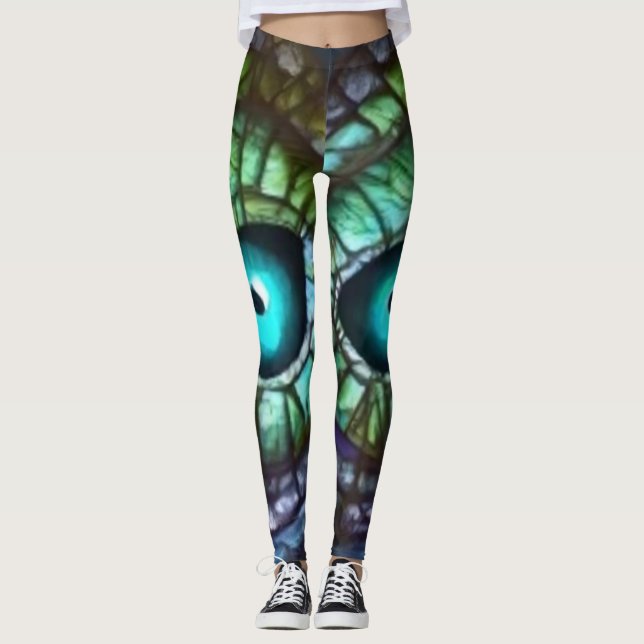 Abstract Blue Green Eye Leggings (Front)