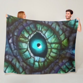 Abstract blue green eye mosaic fleece blanket