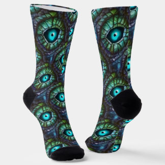 Abstract blue green eye mosaic socks