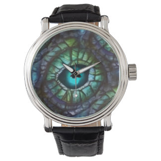 Abstract blue green eye mosaic watch