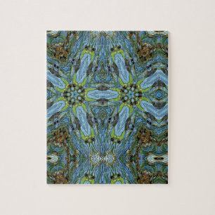 Abstract blue green jigsaw puzzle