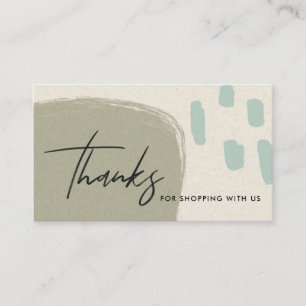 ABSTRACT BLUE GREEN KRAFT SCANDI THANK YOU LOGO BUSINESS CARD