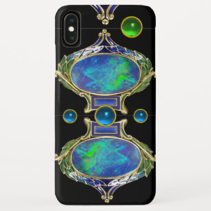 ABSTRACT BLUE GREEN OPAL EFFECT WITH GEMSTONES iPhone XS MAX CASE