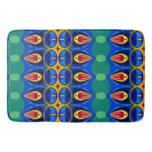 Abstract blue green red bath mat