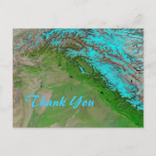 Abstract Blue Green Thank You Postcard