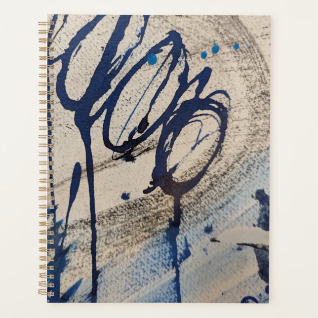 Abstract Blue Grey Beige Planner (Front)