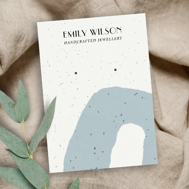 ABSTRACT BLUE GREY CERAMIC STUD EARRING DISPLAY BUSINESS CARD (Creator Uploaded)