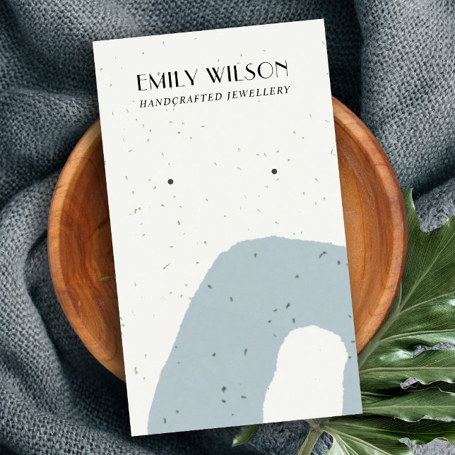 ABSTRACT BLUE GREY CERAMIC STUD EARRING DISPLAY BUSINESS CARD (Creator Uploaded)