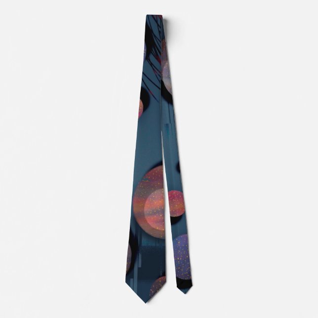 Abstract blue grey galactic geometric circles tie (Front)