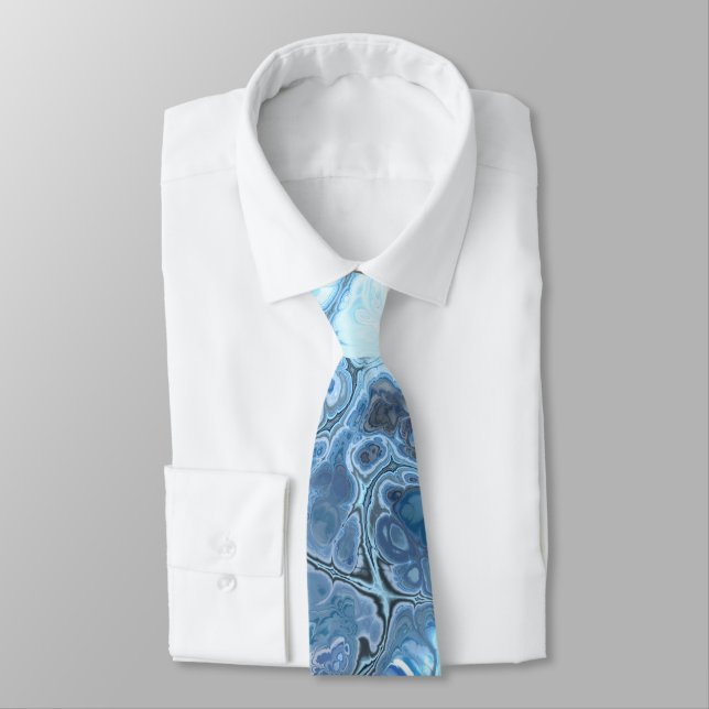 Abstract Blue & Grey Marble Ice Fluid Texture Tie (Tied)