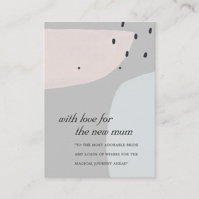 ABSTRACT BLUE GREY NEW MUM GIFT EARRING DISPLAY  PLACE CARD (Front)