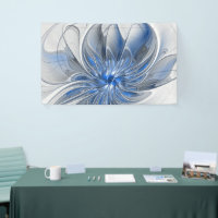 Abstract Blue Grey Watercolor Fractal Art Flower