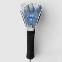 Abstract Blue Grey Watercolor Fractal Art Flower
