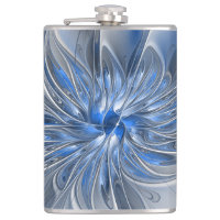 Abstract Blue Grey Watercolor Fractal Art Flower