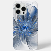 Abstract Blue Grey Watercolor Fractal Art Flower