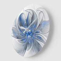 Abstract Blue Grey Watercolor Fractal Art Flower