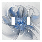 Abstract Blue Grey Watercolor Fractal Art Flower
