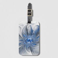 Abstract Blue Grey Watercolor Fractal Art Flower
