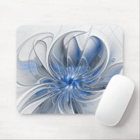 Abstract Blue Grey Watercolor Fractal Art Flower