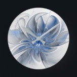 Abstract Blue Grey Watercolor Fractal Art Flower Round Clock<br><div class="desc">A unique fantasy flower with shades of blue and grey,  abstract and elegant.
Design for your round acrylic wall clock and more.</div>