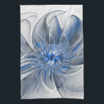 Abstract Blue Grey Watercolor Fractal Art Flower Tea Towel<br><div class="desc">A unique fantasy flower with shades of blue and grey,  abstract and elegant.
Unusual design for your decorative floral kitchen towel and more.</div>