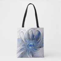 Abstract Blue Grey Watercolor Fractal Art Flower
