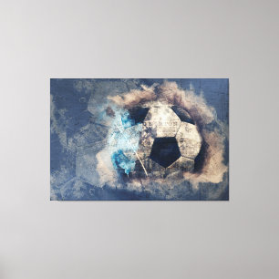 Abstract Blue Grunge Soccer Canvas Print