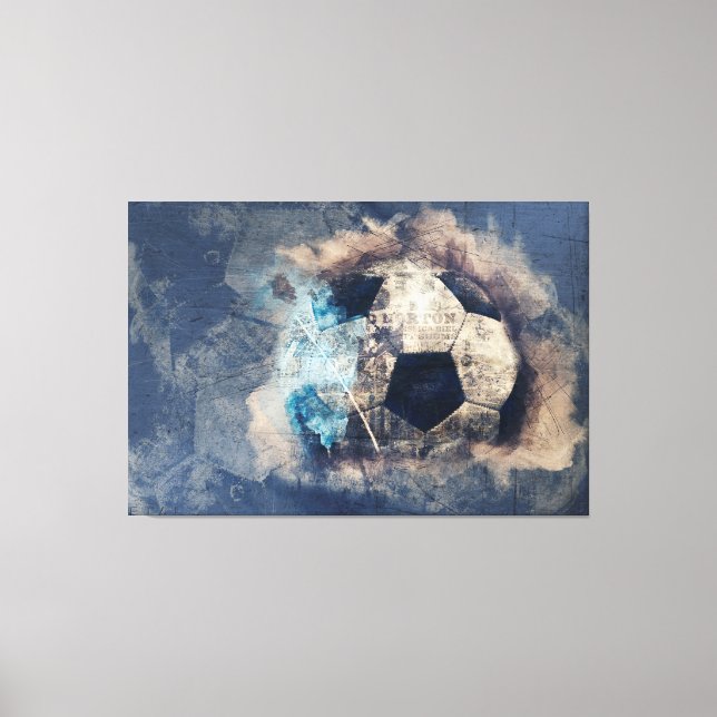 Abstract Blue Grunge Soccer Canvas Print (Front)