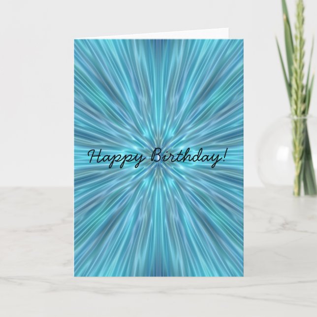 Abstract Blue, Happy Birthday Card (Front)