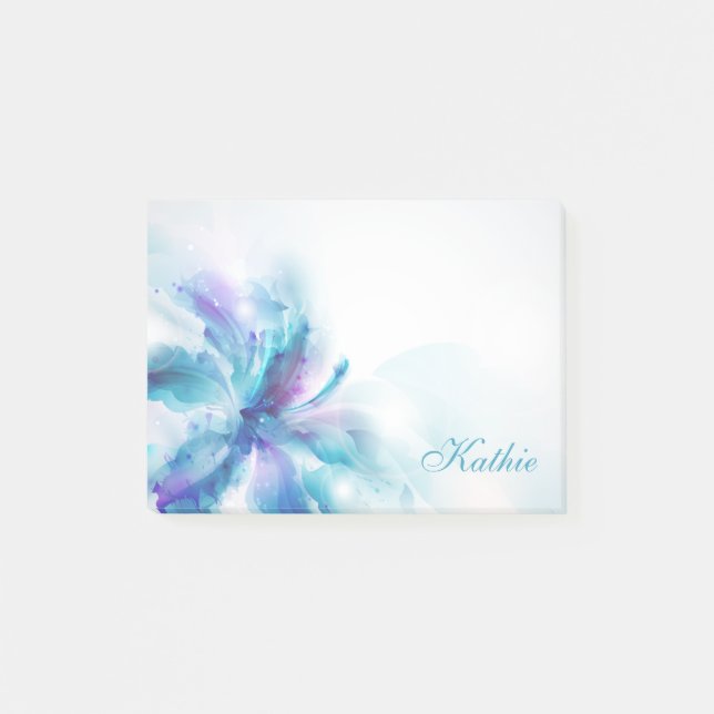 Abstract Blue Hibiscus 4x3 Post-it Notes (Front)