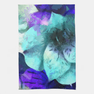 Abstract Blue Hibiscus Flower Tea Towel
