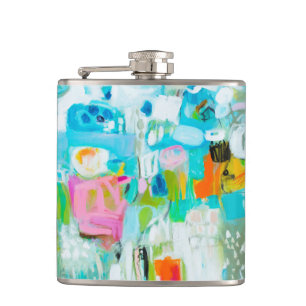 Abstract Blue Hip Flask