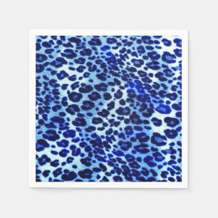 Abstract Blue Hipster Cheetah Animal Print Napkin