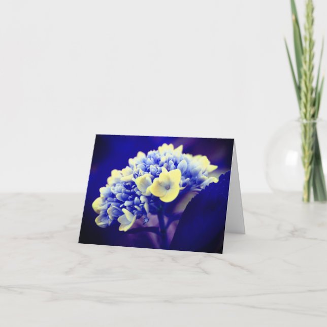 Abstract Blue Hydrangea Flower Note Card (Front)