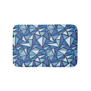 Abstract Blue Ice Crsytal Pattern Bath Mat